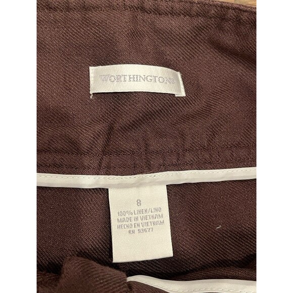 Worthington Linen Burgundy Pants Trousers Sz 8 Wide Leg Office Work Career - Picture 3 of 5